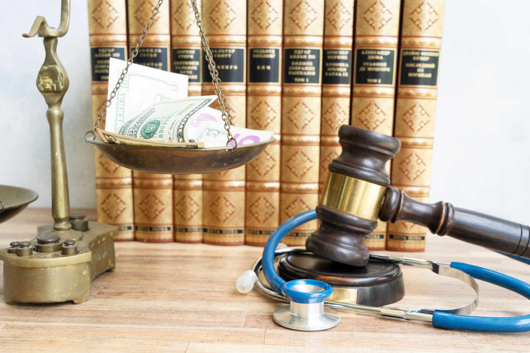 Gavel and stethoscope representing medical-legal revenue recovery